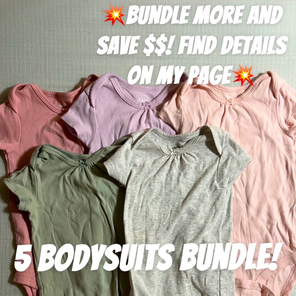 (5) 9m Baby Onesies in Pastel Colors